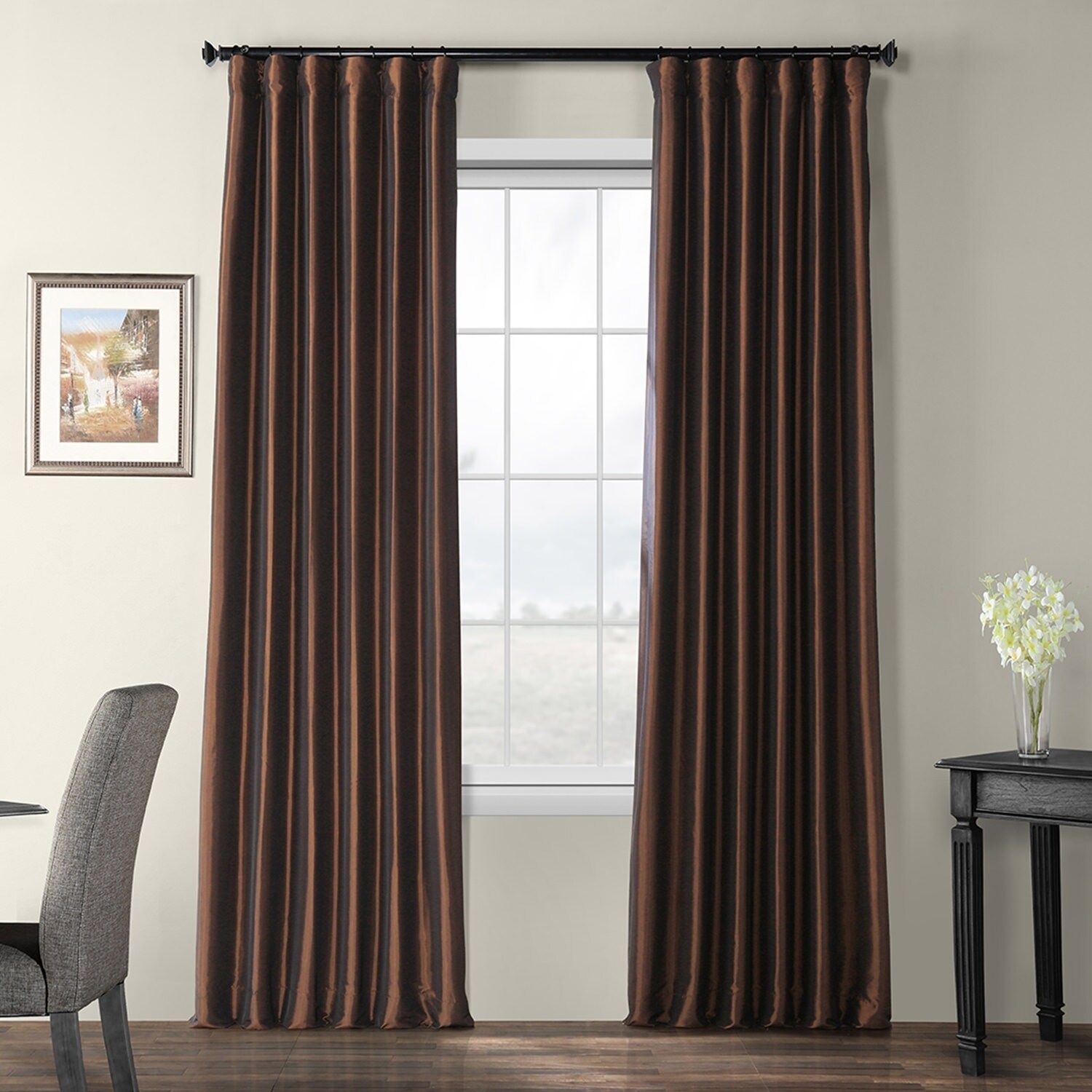 Shop Exclusive Fabrics Faux Silk Taffeta 96 Inch Blackout Curtain