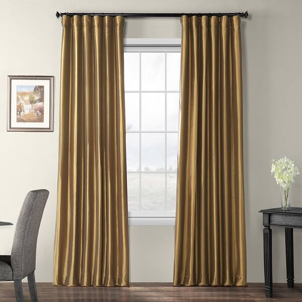 Shop Exclusive Fabrics Faux Silk Taffeta 96 Inch Blackout Curtain