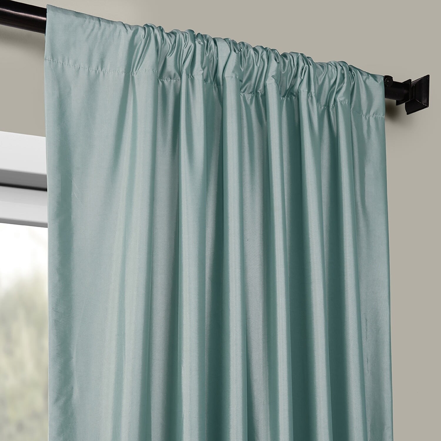 Shop Exclusive Fabrics Faux Silk Taffeta 96 Inch Blackout Curtain