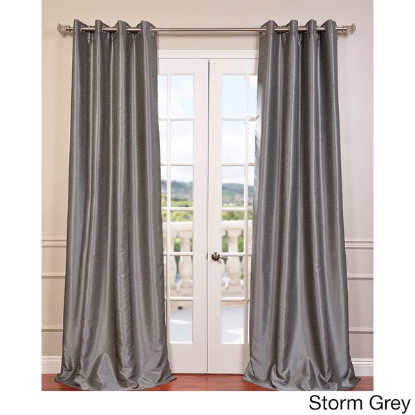 Set 2 Dark Gray Grey Striped Faux Silk Curtains Panels Drapes 84 inch L Grommet 