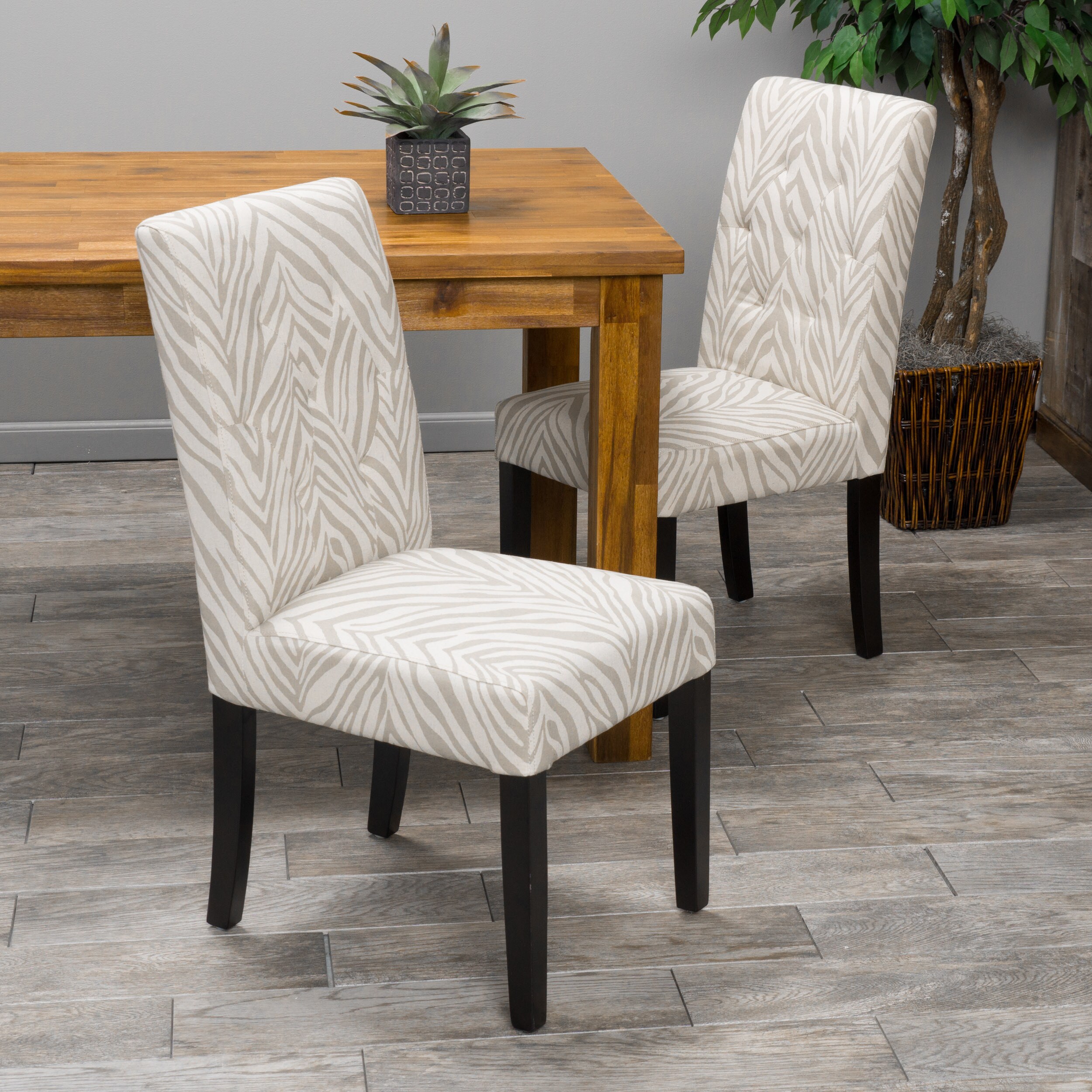 Shop Gentry Zebra Print Fabric Dining Chair (Set of 2) by Christopher