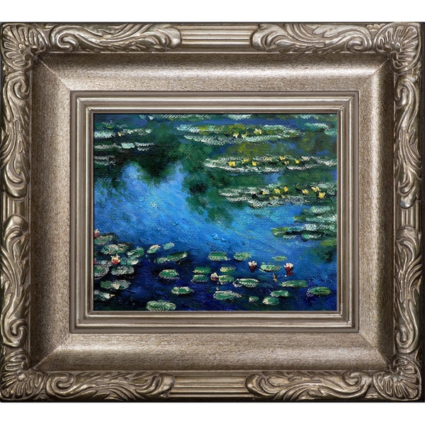 Claude Monet Water Lilies Hand painted Florentine Framed Canvas Art