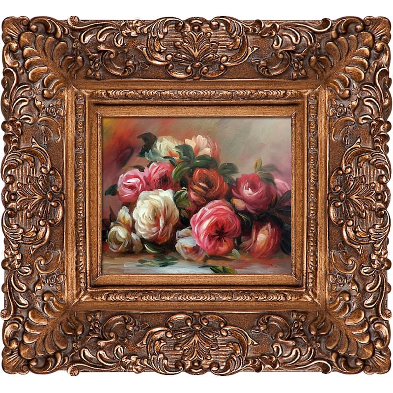 La Pastiche Pierre-Auguste Renoir 'Discarded Roses' Hand-painted Framed Canvas Art