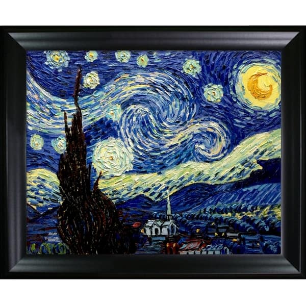 Vincent Van Gogh 'Starry Night' Hand-painted Framed Canvas Art - - 9740467