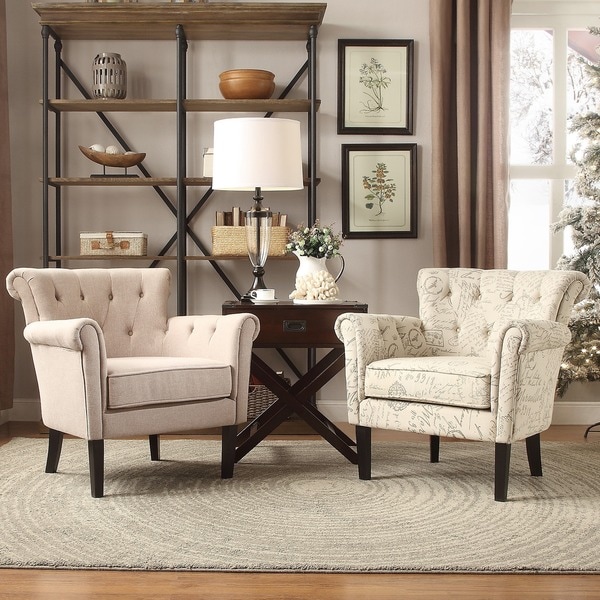 Asher Upholstered Button-tufted Rolled Arm Club Chair - 16915107 ...