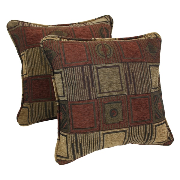 Blazing Needles 18-inch Manhattan Jacquard Chenille Square Throw Pillows with Inserts (Set of ...
