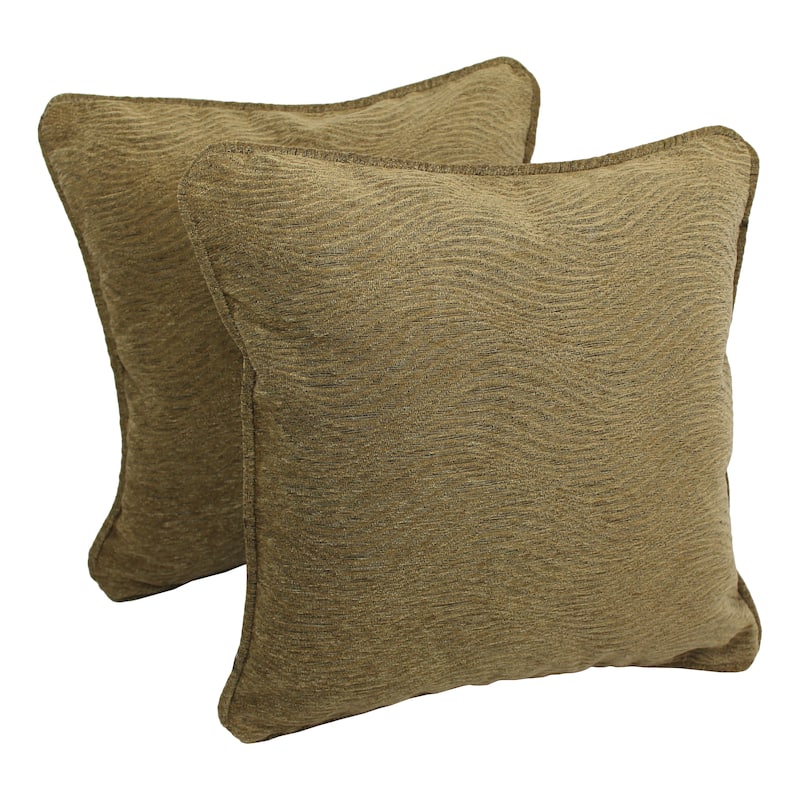 Blazing Needles 18-inch Champagne Chenille Square Throw Pillows (Set of 2) - 18 x 18