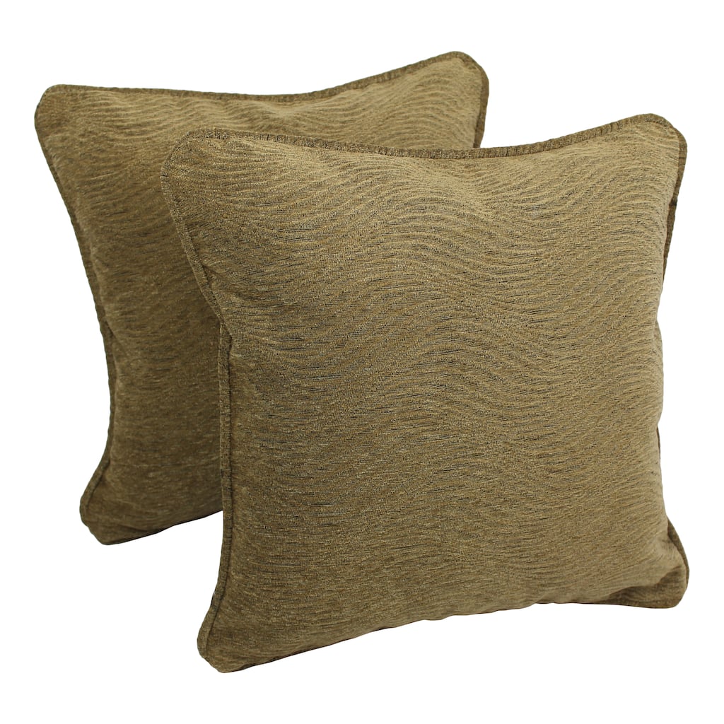 Blazing Needles 18-inch Champagne Chenille Square Throw Pillows (Set of 2)