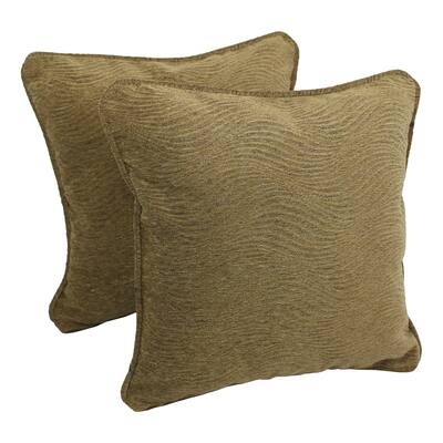 Blazing Needles 18-inch Champagne Chenille Square Throw Pillows (Set of 2)