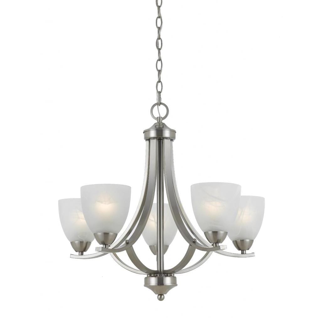 Value Collection 8001 Lumenno International Transitional 5-light Satin Nickel Chandelier - Chandeliers For Bedrooms by Overstock.com