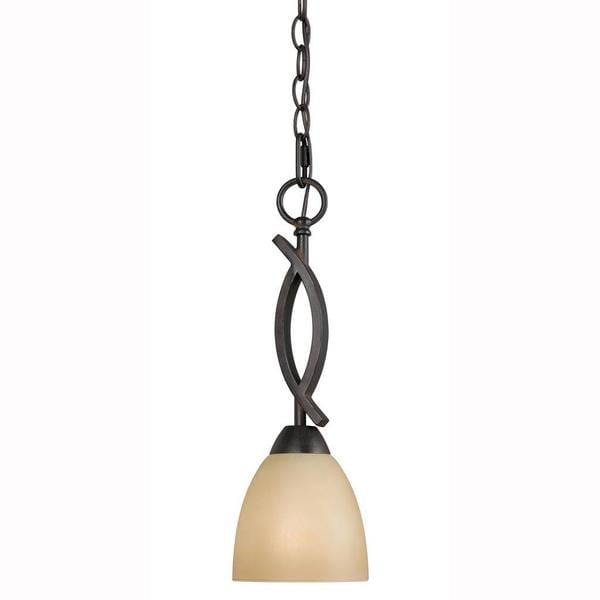 Value Collection 8000 Lumenno International Transitional 1-light Bronze Mini Pendant Light with Tea Stained Glass Shade. Opens flyout.