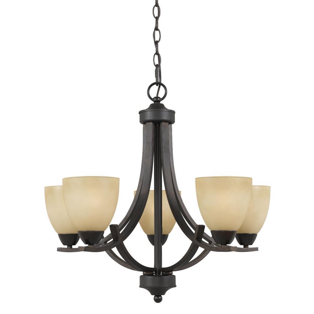 Value Collection 8000 Lumenno International Transitional 5-light Bronze Chandelier with Tea Stained Shade - Chandeliers For Bedrooms by Overstock.com