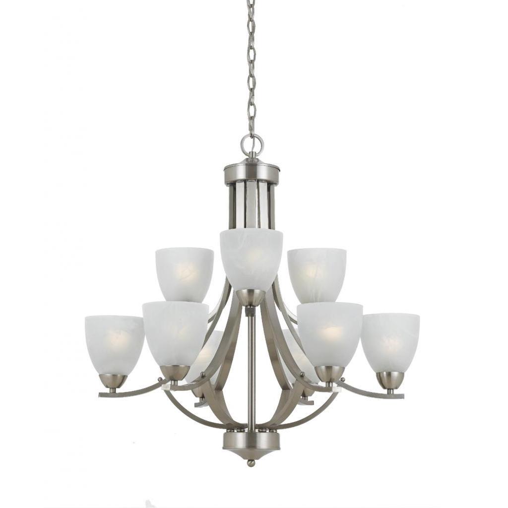 Value Collection 8001 Lumenno International Transitional 9-light Satin Nickel Chandelier - Chandeliers For Bedrooms by Overstock.com