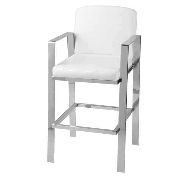 Leggett & Platt Juneau Metal Barstool with White Upholstered Seat