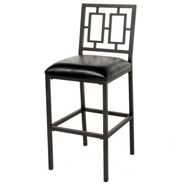 Leggett & Platt Lansing Metal Bar or Counter Stool with Black Upholstered Seat