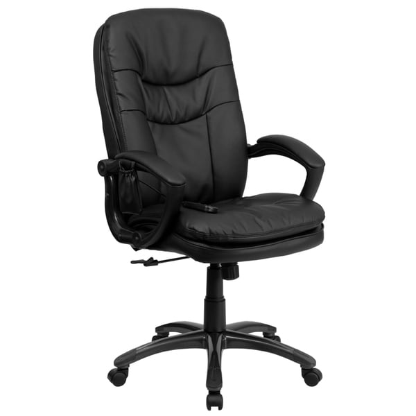 Offex Office Mid-back Massaging Black Leather Executive Chair