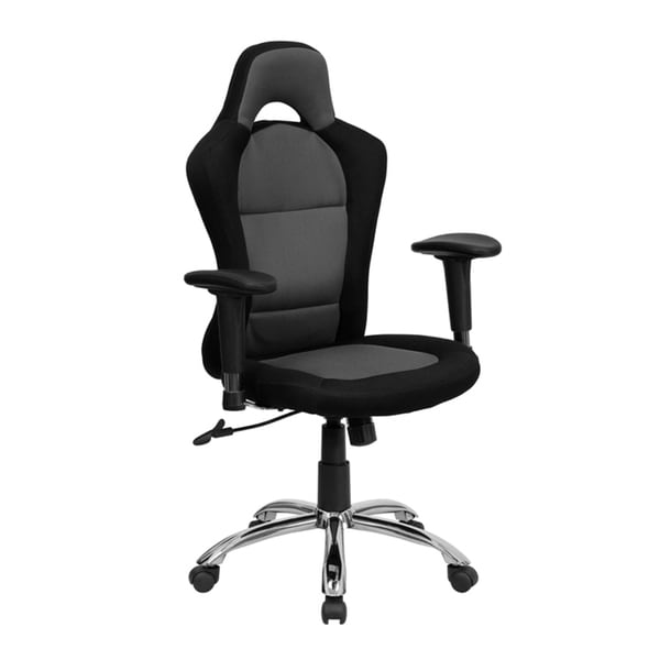 Offex Race Car Inspired Bucket Seat Office Chair in Grey Black Mesh