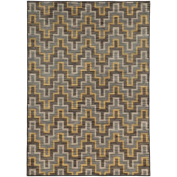 Geometric Chevron Grey/ Gold Rug (9'10 X 12'10) - 9'10" x 12'10"