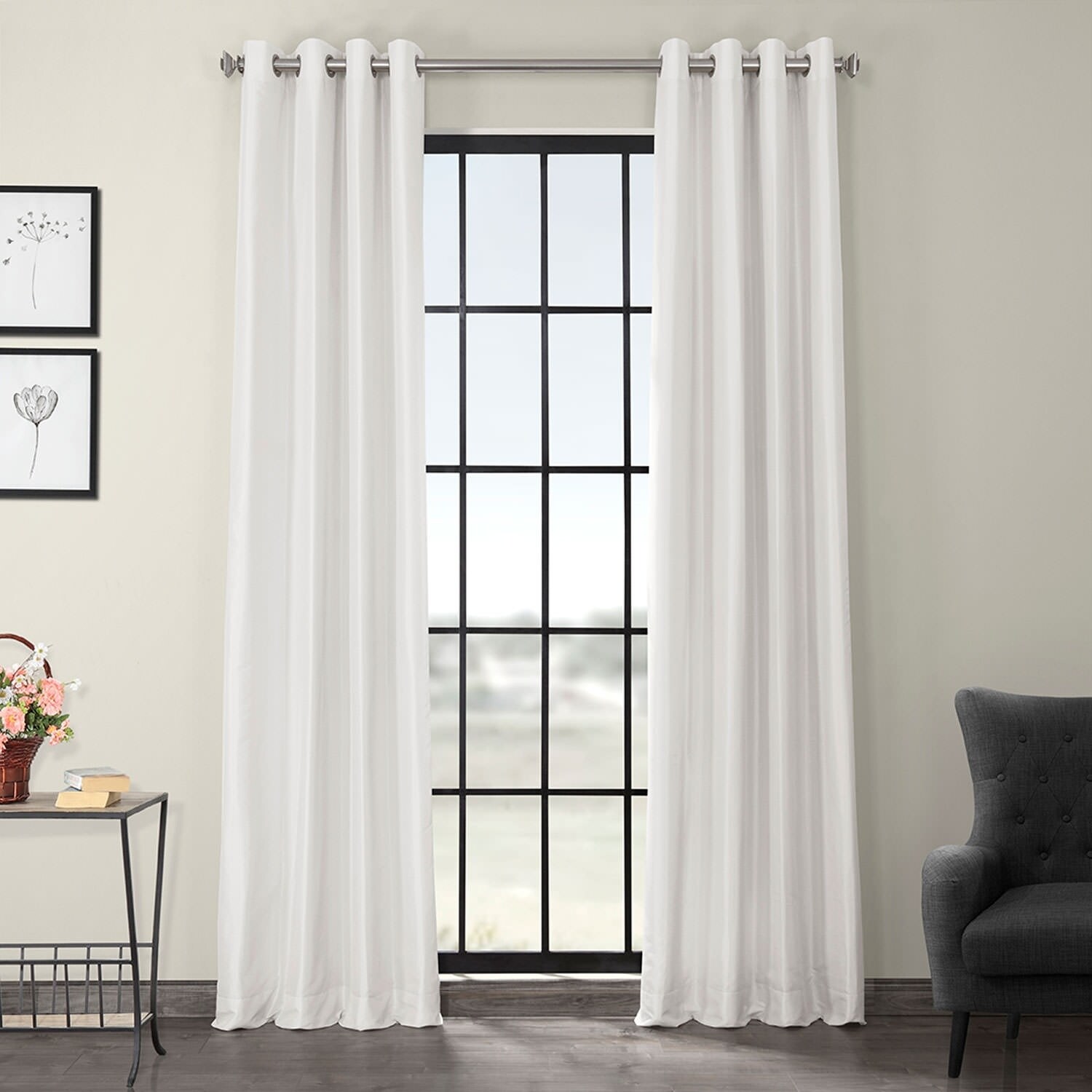 Exclusive Fabrics Textured Dupioni Faux Silk 96 Inch Off White Ebay