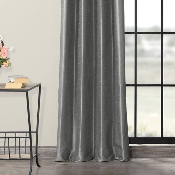 Shop Exclusive Fabrics Textured Dupioni Faux Silk 96 Inch Blackout