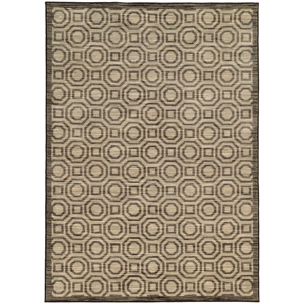 Two Tone Geometric Charcoal/ Grey Rug (5'3 X 7'6) - 5'3" x 7'6"