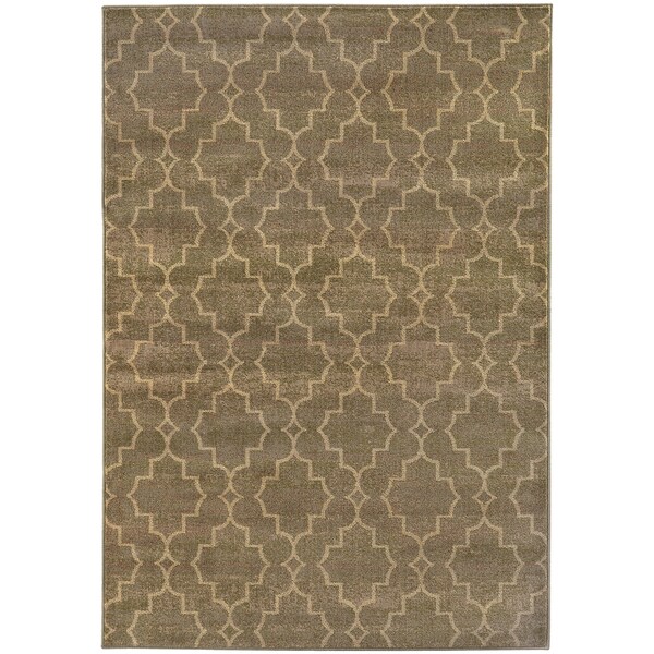 Scalloped Lattice Grey/ Beige Rug (6'7 X 9'6)