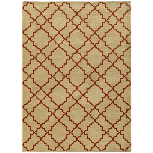 Scalloped Lattice Beige/ Rust Rug (7'10 X 10'10) - 7'10" x 10'10"