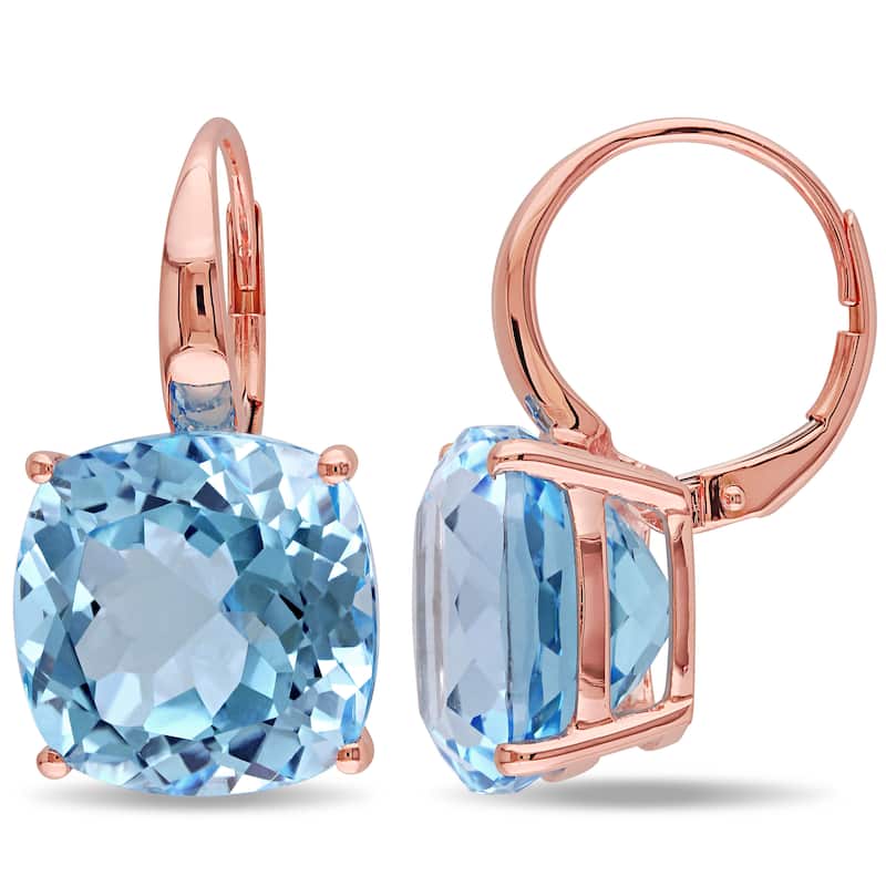 Miadora 14k Rose Gold Blue Topaz Dangle Earrings
