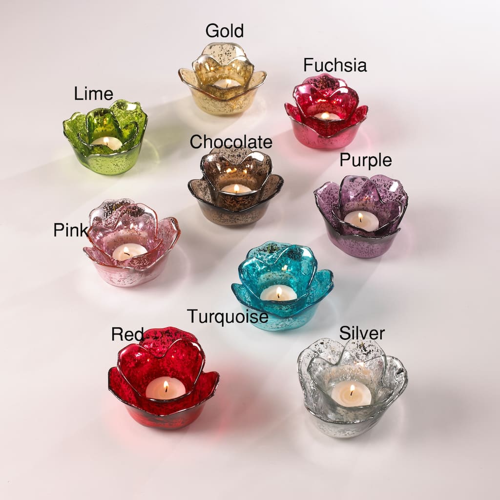 Flower Design Votive Holder (set of 2) - 2"h x 4"w