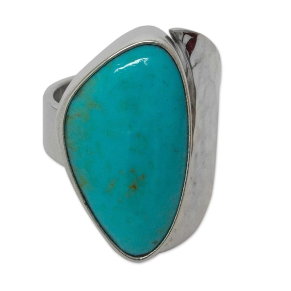 Handmade Silver 'Taxco Moon' Turquoise Ring (Mexico). Opens flyout.