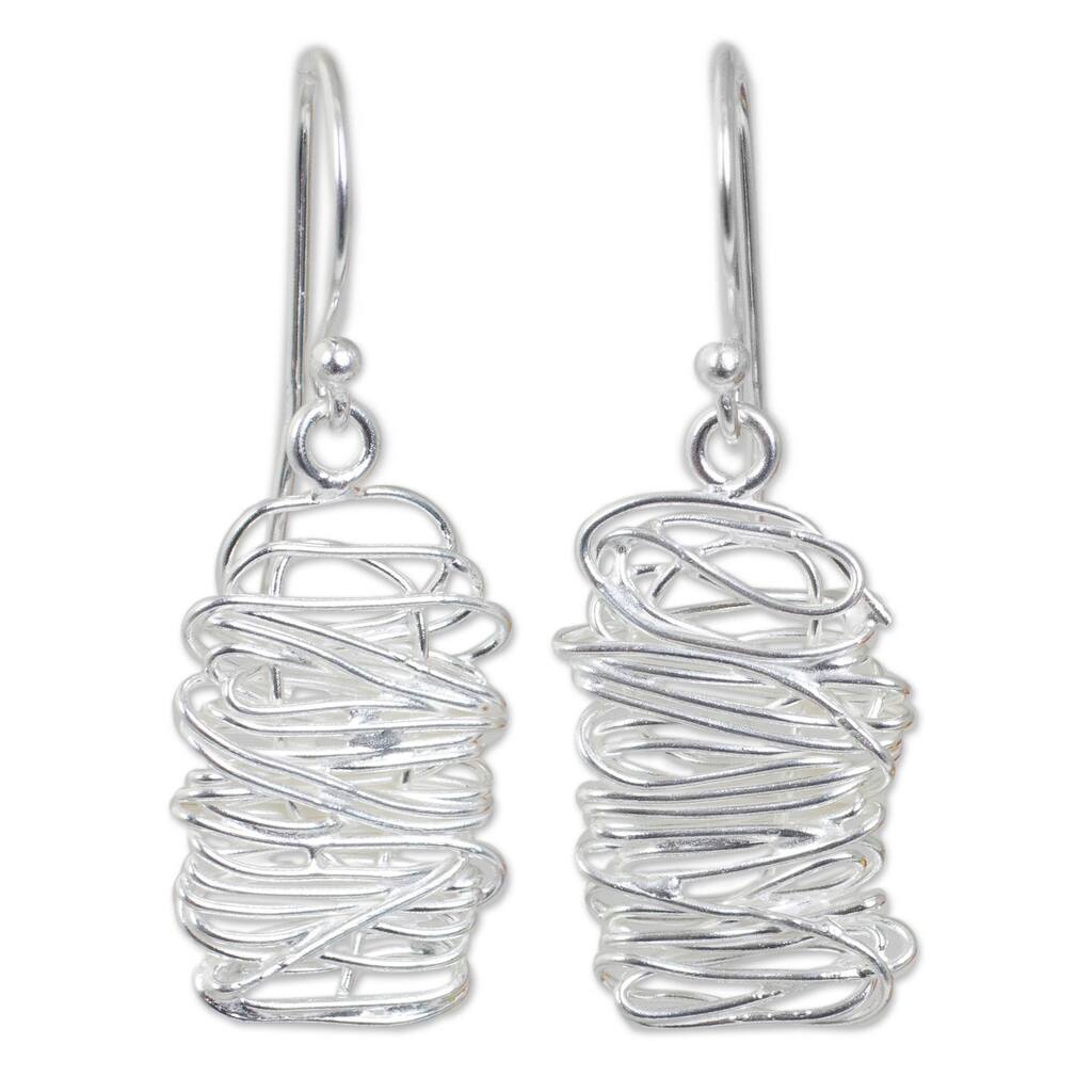 Handmade Sterling Silver Scribble Earrings (Thailand)