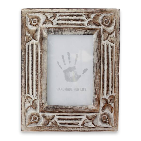 Foreside Home & Garden Distressed 4x6 Three Photo Frame Gray Wood, MDF & Glass