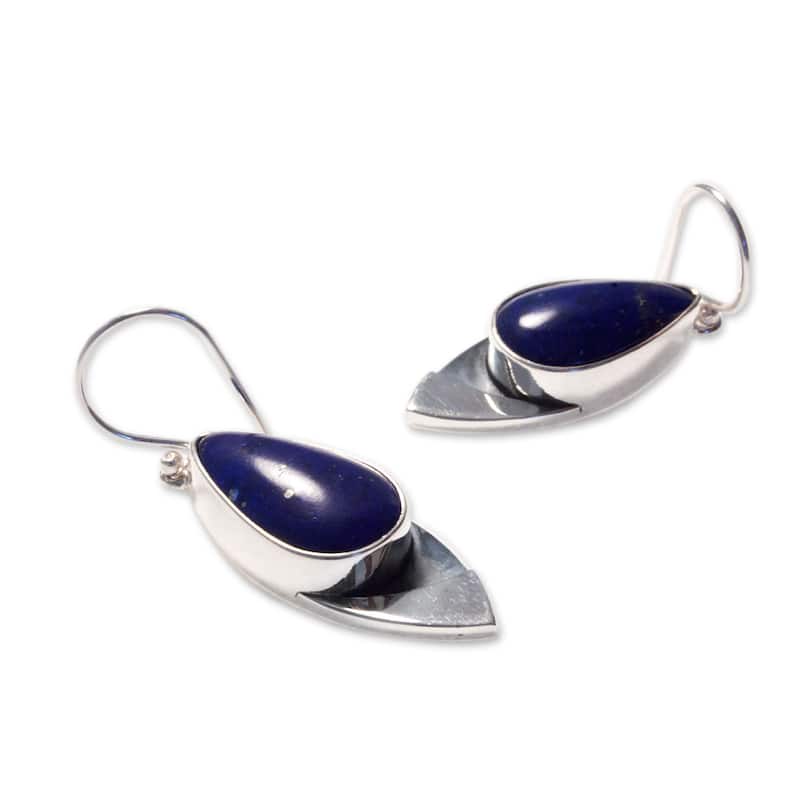 Handmade Sterling Silver 'Dove of Love' Lapis Lazuli Earrings (Mexico)