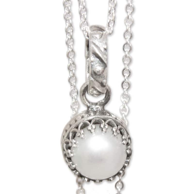 Handmade Silver 'Taxco Royalty' Cultured Pearl Necklace (6 mm) (Mexico)