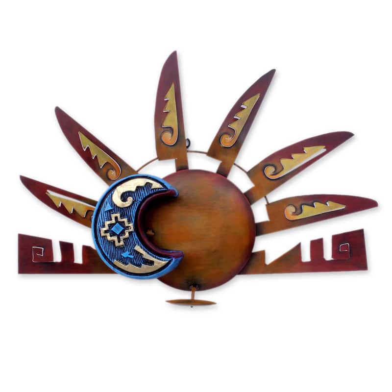 Handmade Iron 'Aztec Eclipse' Wall Candleholder (Mexico)