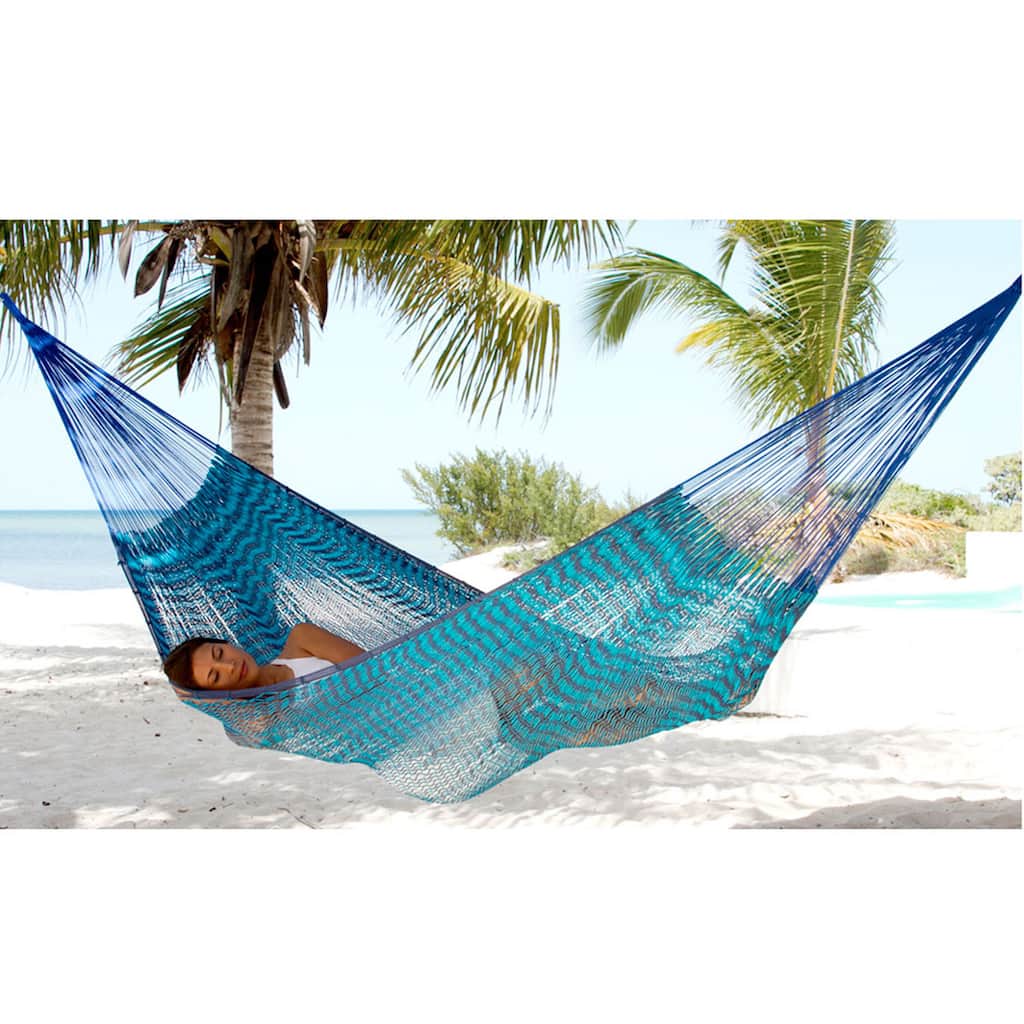 Handmade Cotton 'Riviera Sapphire' Hammock (Double) (Mexico)