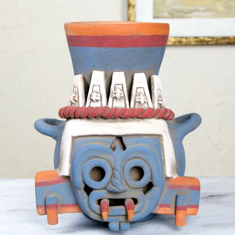 Handmade Ceramic 'God of Rain and Lightning' Vessel (Mexico)