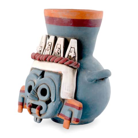 Handmade Ceramic 'God of Rain and Lightning' Vessel (Mexico)