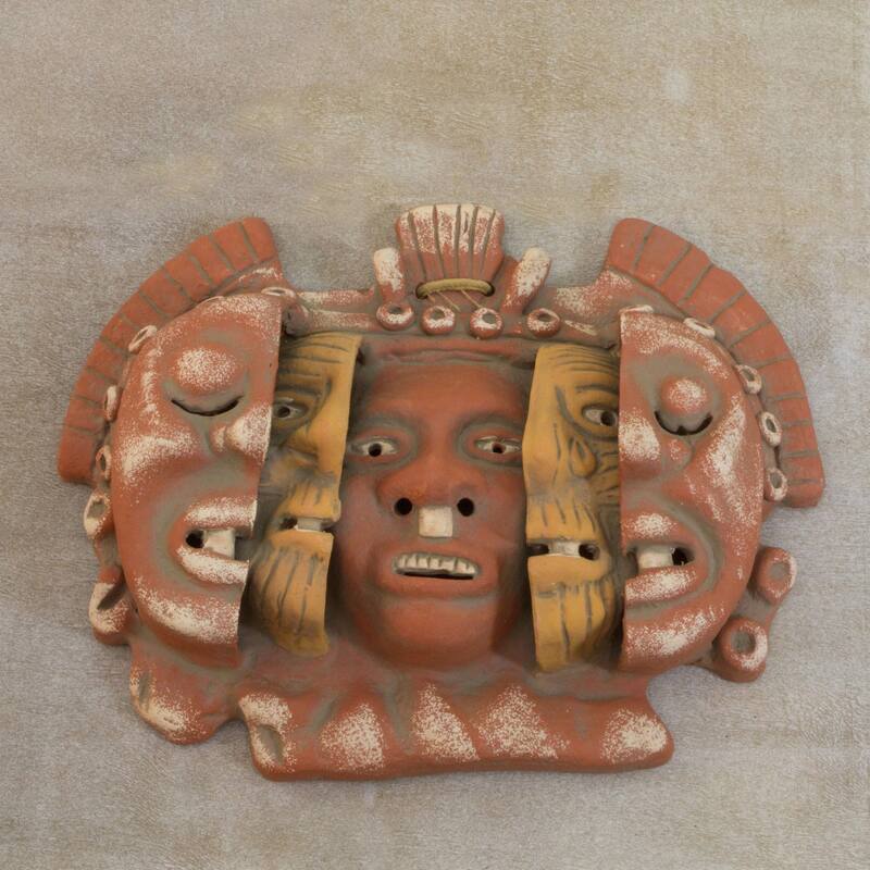 Handmade Ceramic 'Three Ages of Man' Mask (Mexico)