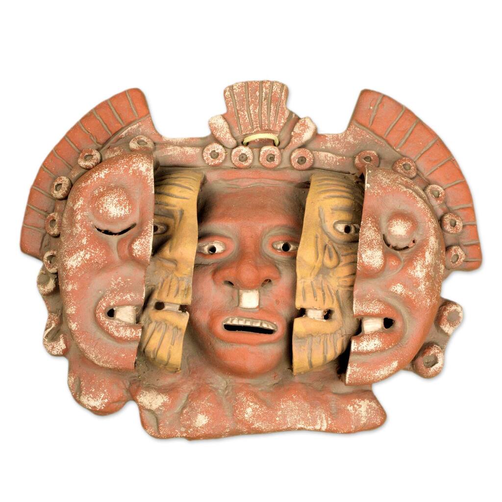 Handmade Ceramic 'Three Ages of Man' Mask (Mexico)