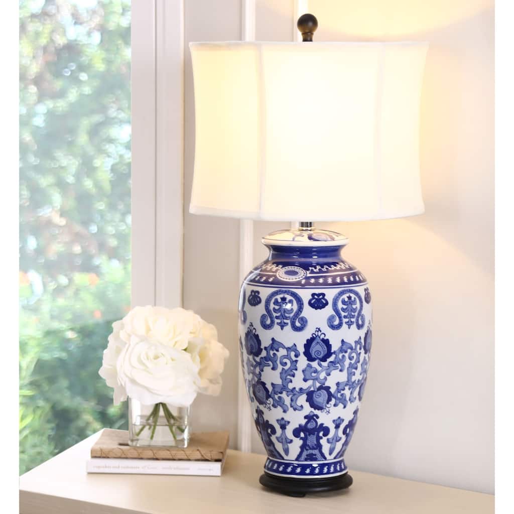 Abbyson Hand-painted Asian Blue 28-inch Table Lamp