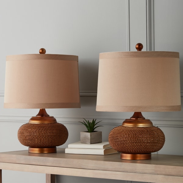 Abbyson Monaco Gold Beaded 20-inch Table Lamp (Set of 2)