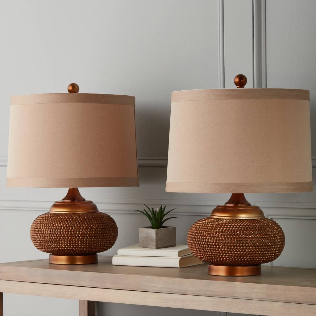 Monaco Gold Beaded 20-inch Table Lamp (Set of 2) By Abbyson