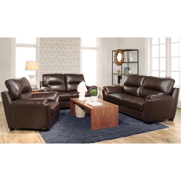 Abbyson Caprice 3piece Top Grain Leather Sofa Set  Free Shipping Today  Overstock.com  16919508