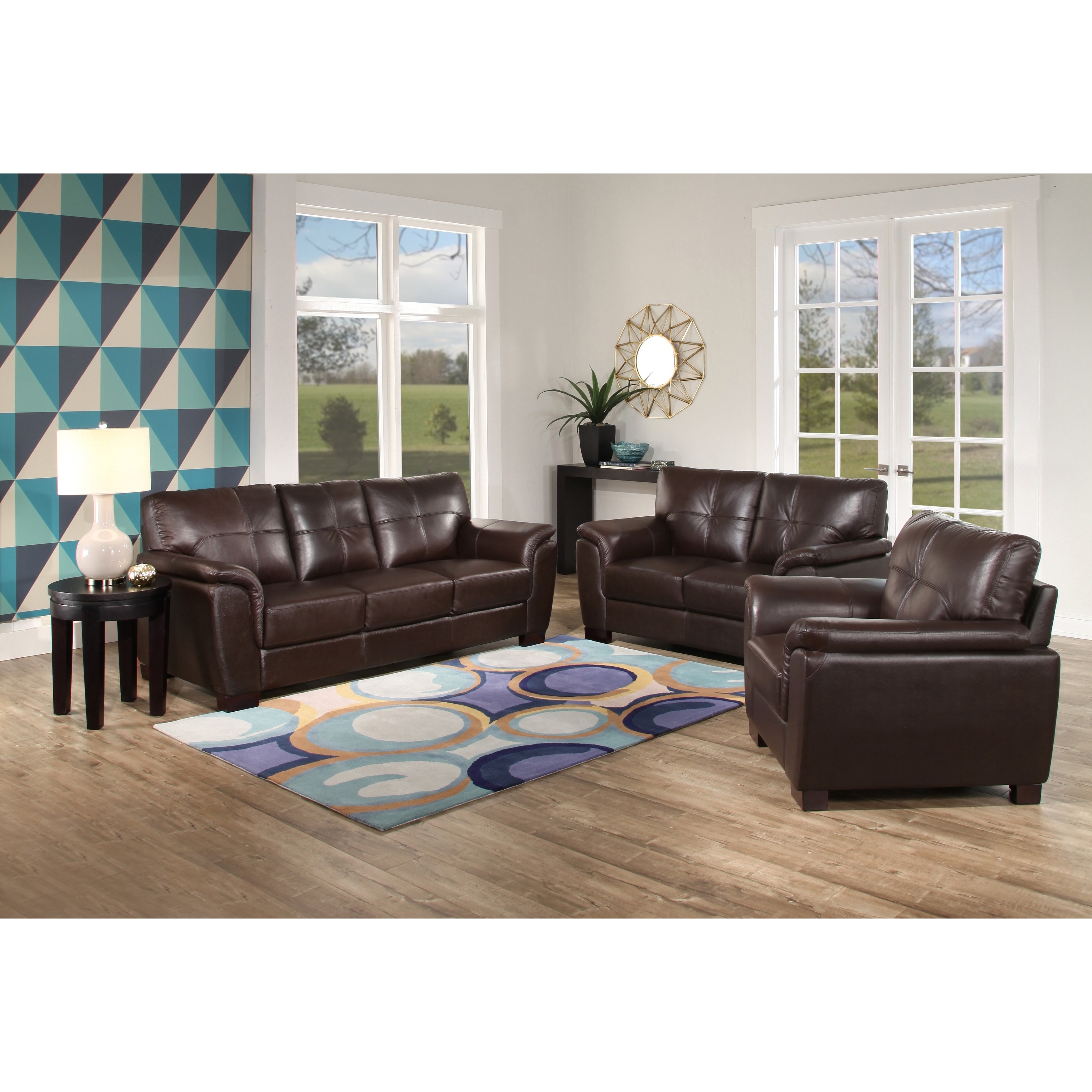 Copper Grove Bleckede 3 Piece Brown Leather Living Room Set On Sale Overstock 23122896