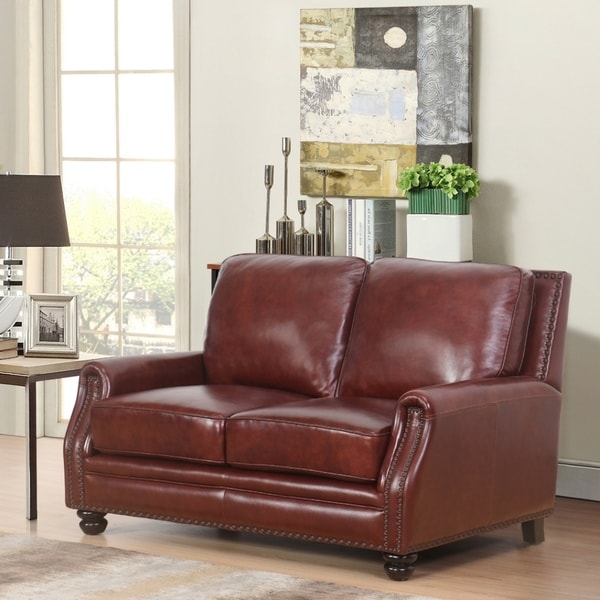 Abbyson Verona Hand Rubbed Top Grain Leather Loveseat