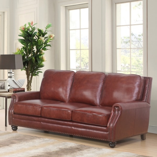 Abbyson Verona Hand Rubbed Top Grain Leather Sofa On Abbyson Verona Hand Rubbed Top Grain Leather Sofa