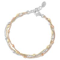 La Preciosa Tri-color 3-strand Sterling Silver Bracelet