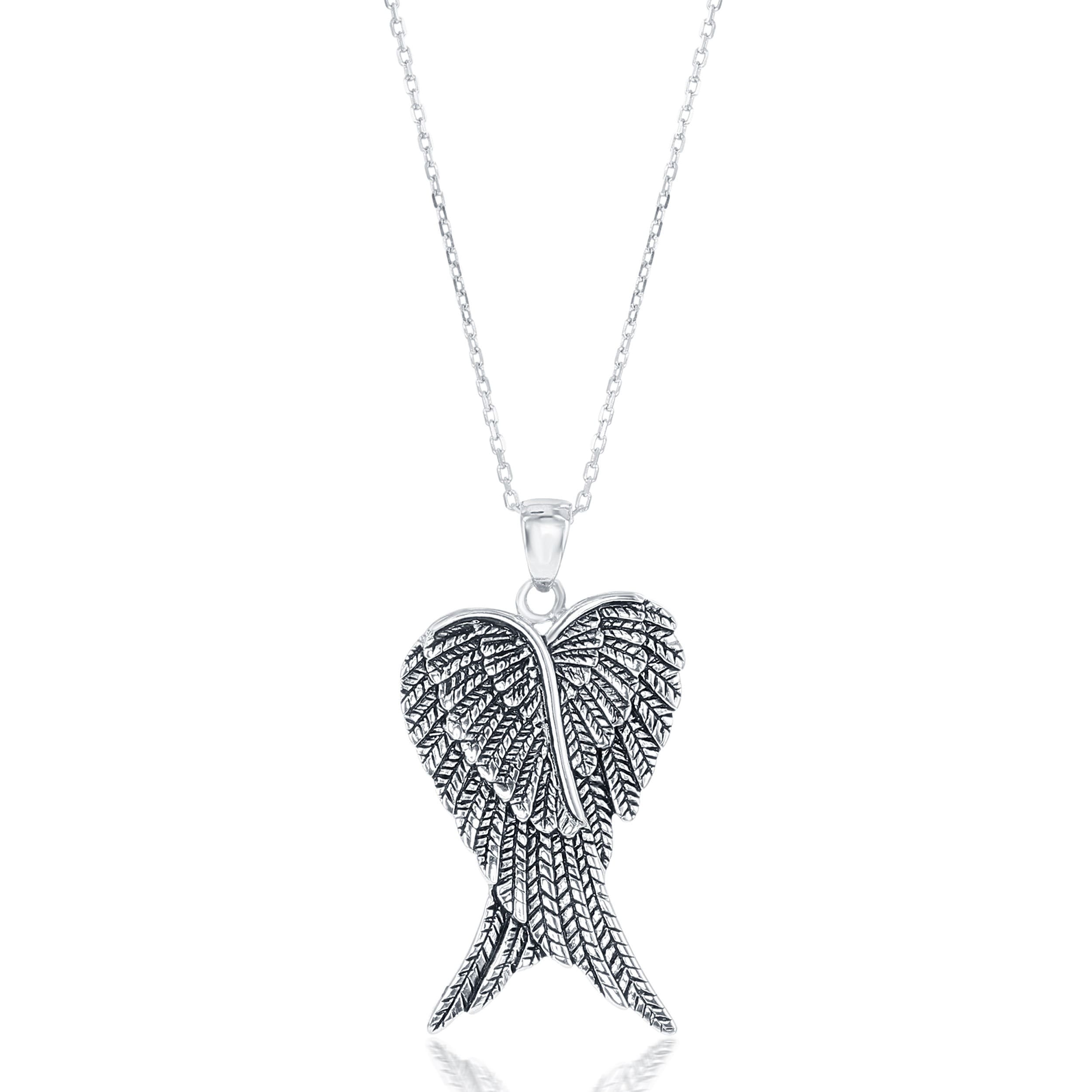 Handmade Silver Tone Locket Pendant Necklace Angel with Wings