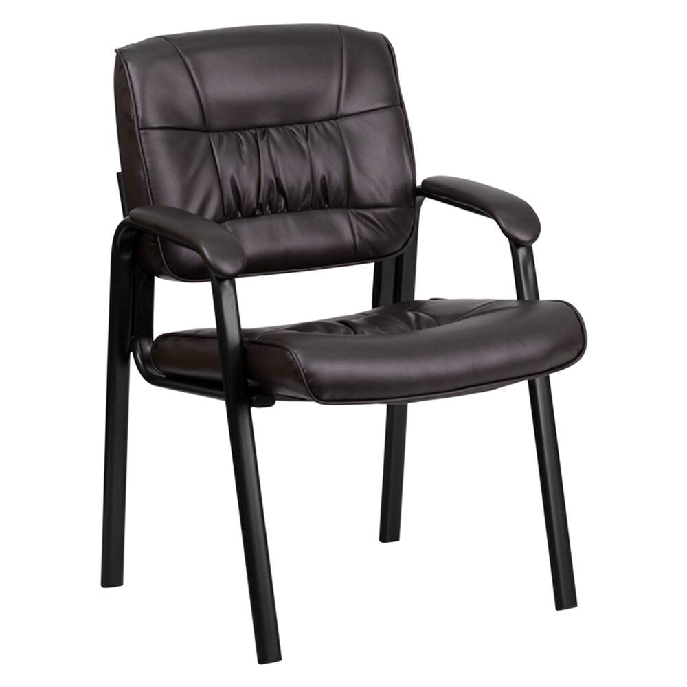 Offex Leather Guest Reception Chair with Black Frame Finish